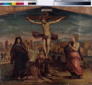 A keresztre feszítés (fafestmény alkotó: Perino del Vaga
