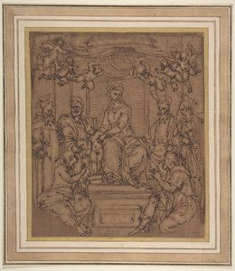 Szűz és gyermek trónoló Szent Antal apáttal, Szent Péterrel, Szent Pállal..., 1522-23. alkotó: Perino del Vaga