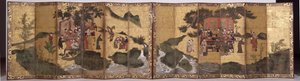 A borkupa nyolc halhatatlanja, 1600 körül (tinta, pigment aranyon, pár hatszoros képernyő)