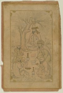 Dervisek összejövetele, 17. század közepe (tinta és világos színű mosás papíron) alkotó: Persian School