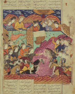 Csata Feradin és Zahaki között, illusztráció a Shahnama-ból (Királyok Könyvéből), Abul-Qasim Manur Firdawsi (kb. 934-kb. 1020) 1619