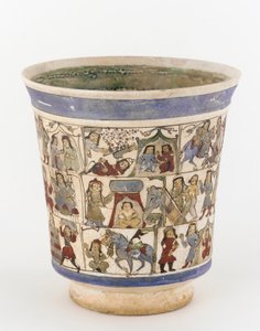 A Shahnama, Kashan, Irán, Saljuq korszakot ábrázoló főzőpohár (kerámia) alkotó: Persian School