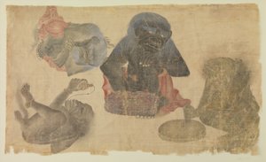 Négy rab démon, 1470-1500 (wc és arany selyemen) alkotó: Persian School