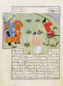Ms C-822 Ferdosi (940-1021) kivégzése a „Shah-Nameh, avagy A királyok eposzából” (guache papíron) alkotó: Persian School