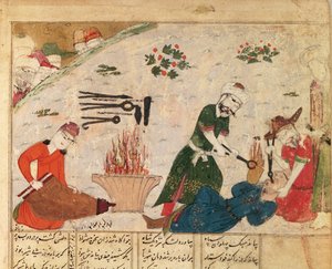 Ms Supp Pers 493 fol.363v Az egyik Haftvads őr kínzása, a Shahnamából (Királyok könyvéből), Abul-Qasim Manur Firdawsi (kb. 934-kb. 1020) alkotó: Persian School