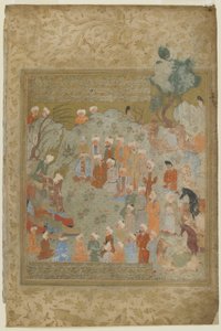 Mohamed haddzs szertartásokat hajtott végre, és figyelmeztette tanítványait a halálára, 1571-72 alkotó: Persian School