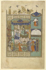 Nushirvan interjút készít a hárem betolakodójával, 1600 körül alkotó: Persian School