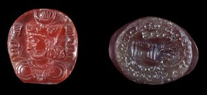 Perzsa művészet: I. Kavadh (vagy Qobad, Kobad, Kabad) (i.sz. 488-496), a második perzsa birodalom királyának camee és a szászánida korszak achátbélyege. Kr.u. 5. vagy 6. század. Paris, B.N. alkotó: Persian School