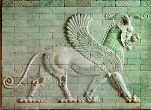 Perzsa kori rouenide (Irán): alacsony dombormű zománcozott téglában, amely griffont ábrázol. I. Dareiosz (Kr. e. 550-486), perzsa király palotájától Szúzáig. Kr.e. 510. Párizs, Louvre Múzeum alkotó: Persian School
