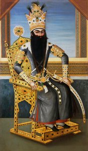 Fath Ali Shah (1762-1834) portréja, kb. 1805, Perzsia királya 1797-től 1834-ig, ismeretlen művész, olaj, vászon alkotó: Persian School