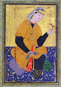 Hamida Banu Begum portréja pecséttel, illusztrált fólióval a Mir Ali antológiájából, 1550, alkotó: Persian School