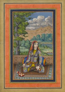 Egy perzsa hölgy portréja, Folio a Davis-albumból, 1736-37 körül (tinta, átlátszatlan akvarell és arany papíron) alkotó: Persian School