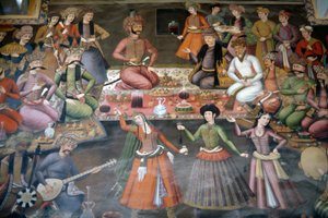 I. Nagy Abbász sah fogadja Nadr Vali Muhammad Khant a bukarai kánságból, fogadóterem alkotó: Persian School