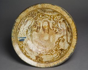 Kőpaszta edény arany fényben díszítve, Kashanból, Iránból, 13. század eleje (kerámia) alkotó: Persian School