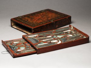 A Szent Családot ábrázoló szerszámkészlet, 1830 körül (vegyes technika) alkotó: Persian School