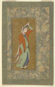 Nő megigazítja az aigrette-jét, 1590 körül alkotó: Persian School