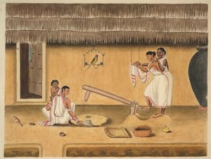 Női hántolatlan hántolatlan dhenkivel, 1840 körül (akvarell, papír) alkotó: Persian School