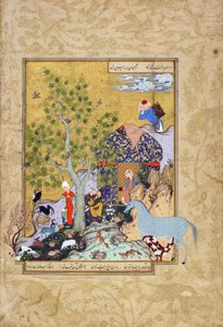 Juszuf nyájait gondozza, fólió egy Haft awrangból (Hét trón), Dzsami († 1492) valószínűleg Mashad, Khurasan, Irán, Szafavida-dinasztia, 1556-1565 (tinta, átlátszatlan akvarell és arany papíron)