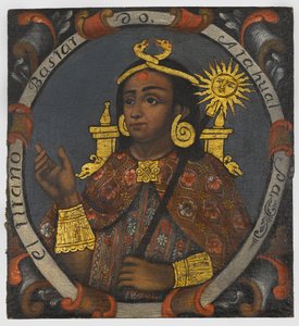 Atahualpa (kb.1502-33) 14. és utolsó inka király, 18. század közepe alkotó: Peruvian School