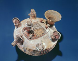 Istenség italokat kínáló nőkkel, Recuay Culture (kerámia) alkotó: Peruvian School