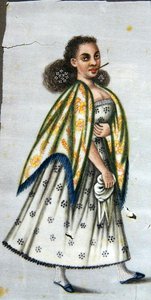 Hölgy cheroottal, 1820 körül (akvarell, papír) alkotó: Peruvian School