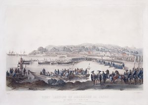 Az amerikaiak első partraszállása Japánban Gore-Hamában 1853. július 14-én,