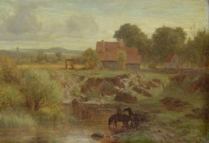 Lovak átkelnek egy folyón az Ile de France-ban, 1855 alkotó: Peter Burnitz
