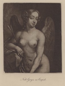 Nell Gwyn mint Cupido (mezzotint)