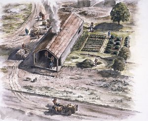 Ipari épület, Ribchester római erőd, Lancashire, 2. század, 1996 alkotó: Peter Dunn