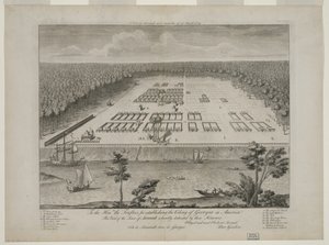 Savannah képe 1734. március 29-én, metszett P. Fourdrinier, London, 1735 körül (metszet) alkotó: Peter Gordon