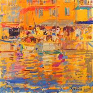 Hajók Saint Tropez kikötőjében alkotó: Peter Graham (Contemporary)