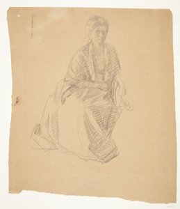 A művész felesége (Elise P. H.) ült. Tanulmány a festményhez: A Faaborgi Múzeum felavatása (1910-11) alkotó: Peter Hansen