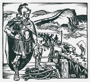 Hadrianus falának építése (litográfia)