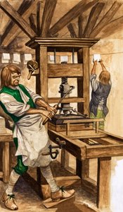 Caxton présgépe (gouache papíron) alkotó: Peter Jackson