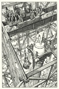 Nelson szobrának felállítása a londoni Trafalgar téren álló Nelson-oszlop tetején 1843-ban (lithó) alkotó: Peter Jackson