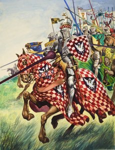 Lovagok csatába rohamoznak (gouache, papír) alkotó: Peter Jackson
