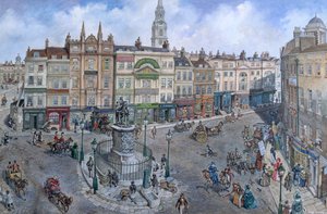 Régi London rekonstruált: Charing Cross 1830 körül alkotó: Peter Jackson