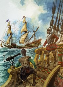 Sir Francis Drake (1540-96) (gouache, papír) alkotó: Peter Jackson