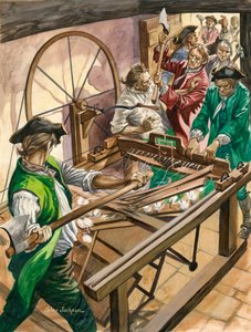 A munkások megtámadják James Hargreaves blackburni otthonát, hogy elpusztítsák találmányát, a Spinning Jennyt alkotó: Peter Jackson