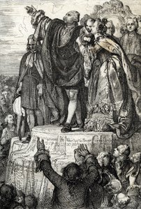 Az első nemzeti szövetség megalakulásának ünnepe 1790. július 14-én a Champs-de-Mars-i Haza Oltárán, a Bastille elfoglalásának első évfordulója alkalmából: XVI. Lajos király családjával körülvéve esküt tesz constitut alkotó: Peter Johann Nepomuck Geiger