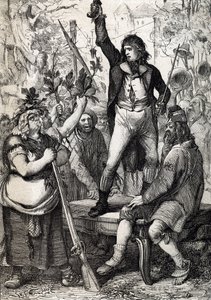 A francia forradalom kitörése 1789-ben: az összegyűlt lakosságot a kokárda színének megválasztására és a történelmi fegyverek felvételére buzdítja) Anton Ziegler alkotó: Peter Johann Nepomuck Geiger