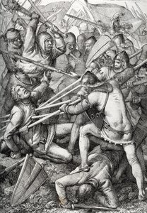 A sempachi csata 1386. július 9-én zajlott III. Lipót, Ausztria hercege és a Régi Svájci Konföderáció között, Anton Ziegler „Historische Memorabilian des In-und Auslandes” (Történelmi emlékek) című tollat rajzolva. alkotó: Peter Johann Nepomuck Geiger