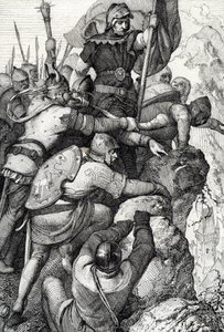I. Othon of Baviere (1117-1183) csapatai Verona mellett Olaszországban 1155 (I. Ottó bajor herceg és serege Verona közelében, Olaszország 1155) Tollrajz a „Historische Memorabilian des In-und Auslandes”-ből” (Történelmi emlékek) írta Anton Ziegler alkotó: Peter Johann Nepomuck Geiger