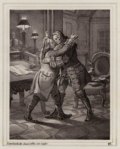 Savoyai Eugén átöleli Marlborough hercegét, spanyol örökösödési háború