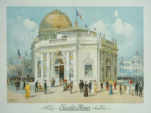 Csokoládé-menier pavilon, Kolumbiai Világkiállítás, Chicago, Illinois, perspektivikus nézet