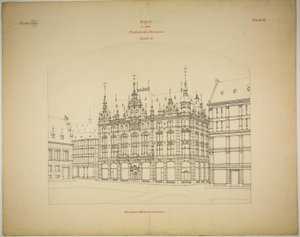 Rathskeller új épület, Halle (Saale), Szász-Anhalt, Németország, Perspektíva (befejezetlen)