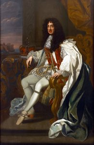 Barokk : Anglia II. Károly (1630-1685) portréja, a Harisnyakötő Rend par Lely, Sir Peter (1618-1680) köntösében. Olaj, vászon, 213,5x140. Magángyűjtemény