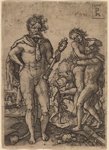 Herkules és Antaeus alkotó: Peter Maes after Heinrich Aldegrever