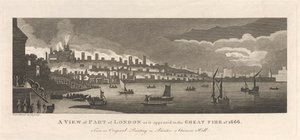 London egy részének képe, ahogyan az 1666-os nagy tűzvészben megjelent