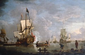 The Morning Gun: HMS Peregrine Rochesternél (olaj, vászon)